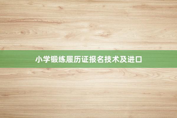 小学锻练履历证报名技术及进口